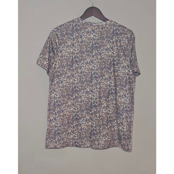 Women's Daisy Rae Brown Leopard Print Pray Short Sleeve Tee M - Picture 2 of 4
